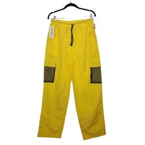 NWT Vintage y2k Cindy Bai Medium Yellow Cargo Windbreaker Pants Bottoms